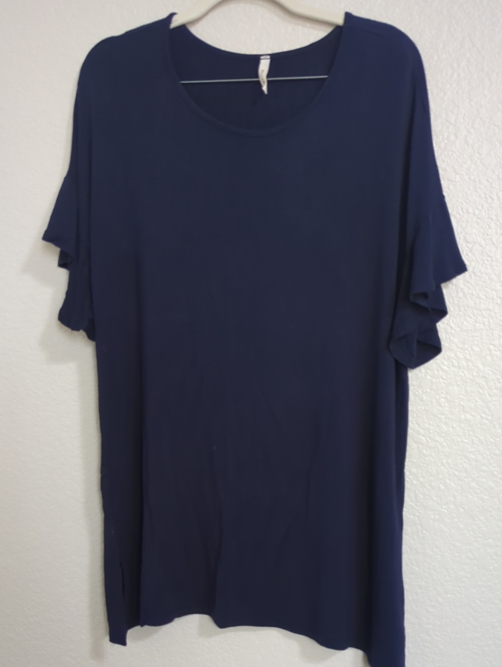Bellamie Navy Ruffle Sleeve Tunic Top